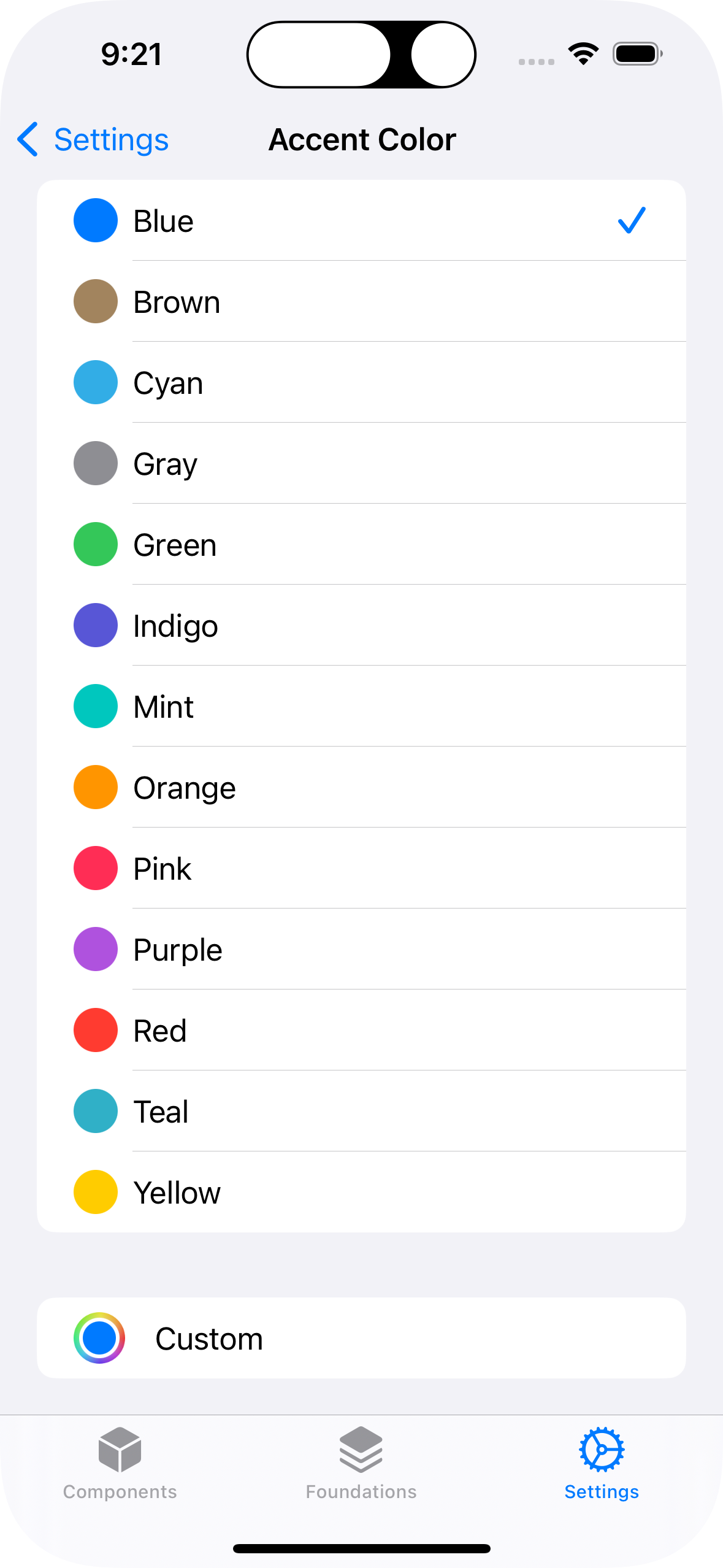 Accent colors